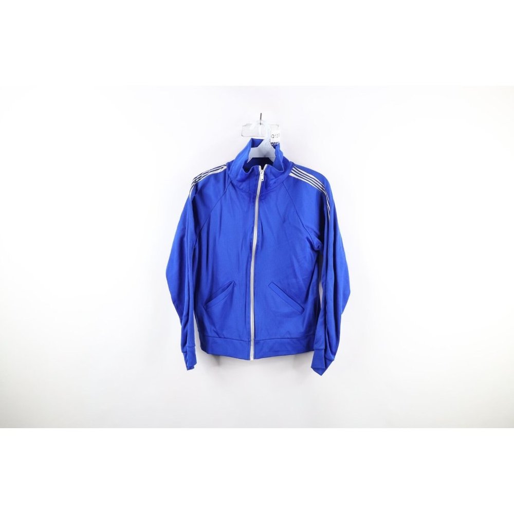 Vtg 70s Streetwear Womens Small Striped Full Zip Warm Up Soccer Track Jacket USA
